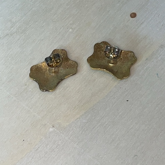 Cloisonne butterfly and flower pierced earrings - Picture 3 of 4